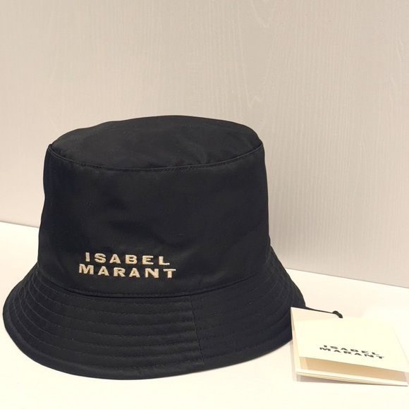 ISABEL MARANT Haley logo-embroidered bucket hat black white logo size 57” Medium - Picture 10 of 11